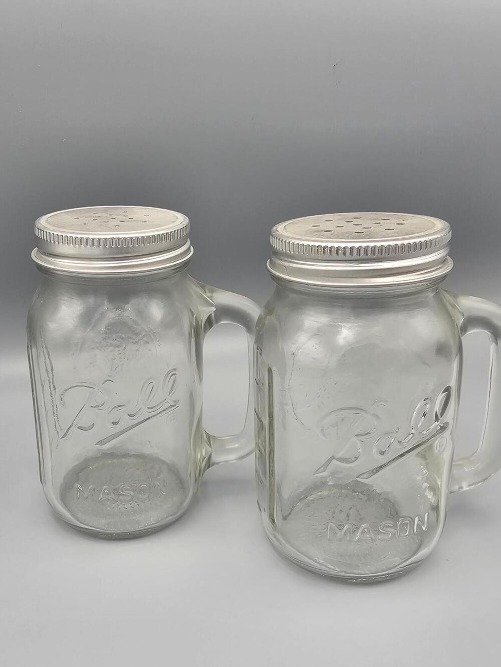 Ball Mason Glass Salt and Pepper Shakers with Handles